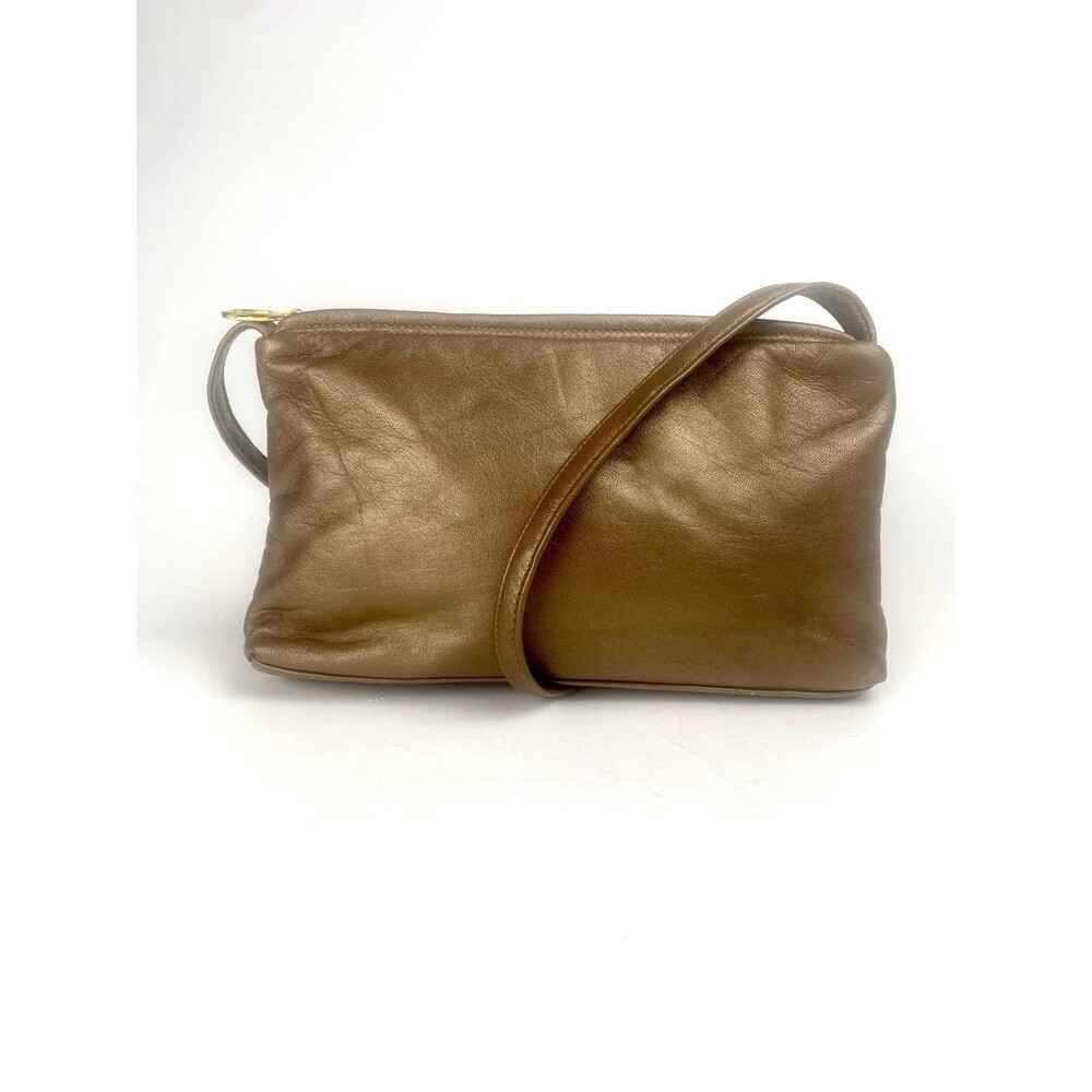 Vintage Dawli Metallic Gold Leather Crossbody Bag Shoulder Purse Made In USA